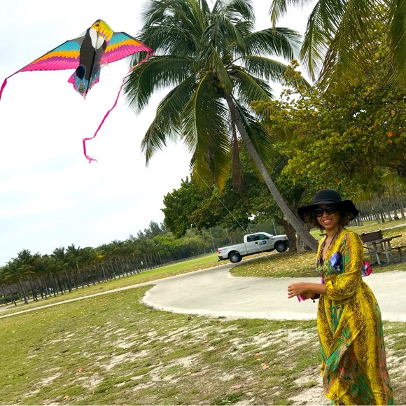 Yellow print sexy and elegant boho dress - Picture 2 of 4